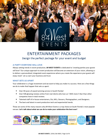 84 West Event Entertainment Packages