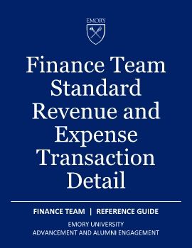 Finance Team Standard Revenue and Expense Transaction Detail