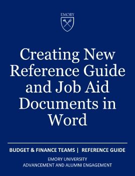 Creating New Reference Guide and Job Aid Documents in Word