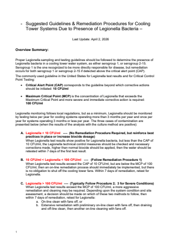 Emergency Legionella Remediation Procedures for Cooling Towers