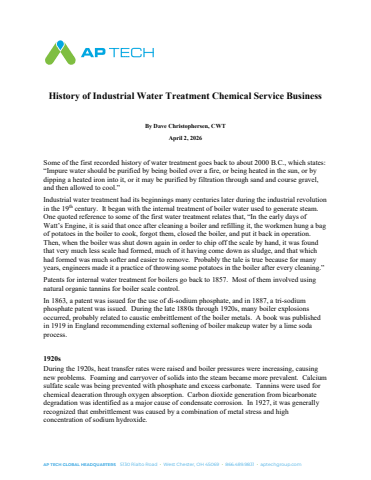 History of Industrial Water Treatment Chemical Service Business