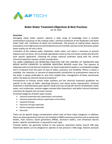 Boiler Water Treatment Objectives & Best Practices