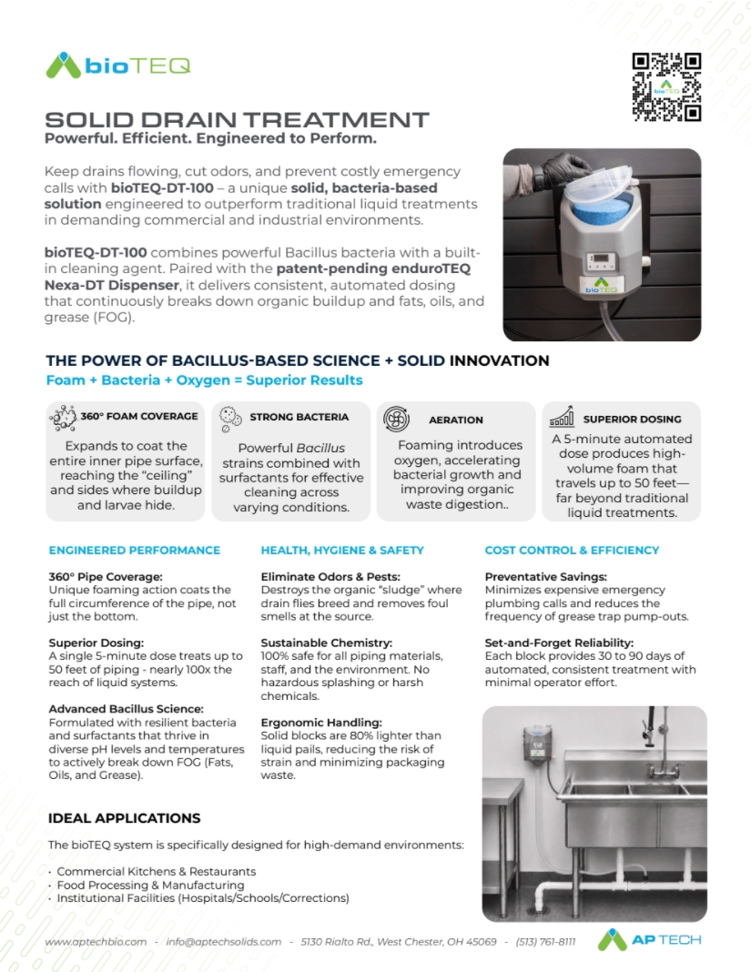 bioTEQ Drain Treatment Benefits - 1 Page