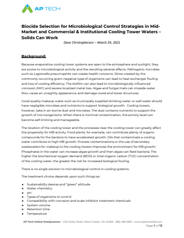 Biocides for Microbiological Control - Solids Position