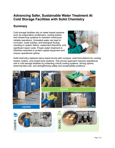 Cold Storage Facilities - Solid Chemistry Water Treatment - Executive Summary