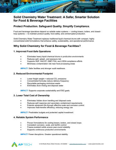 Solid Chemistry Benefits for Food & Beverage Facilities