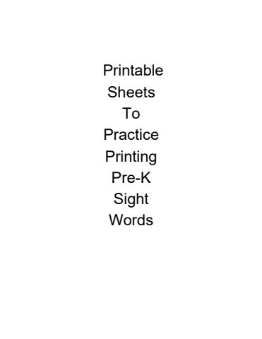 Pre-K Print Practice Sheets