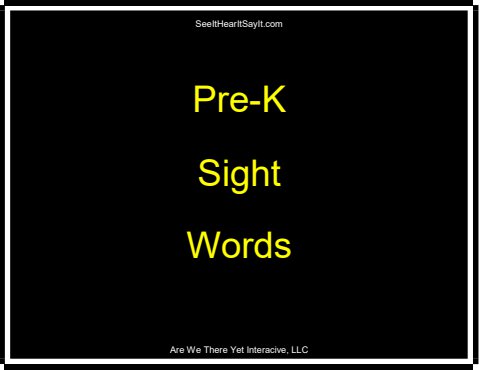 Pre-K Sight Words - Audio Flash Cards