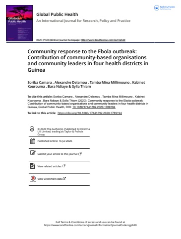 Community response to the Ebola outbreak: Contribution of community-based organisations and community leaders in four health districts in Guinea