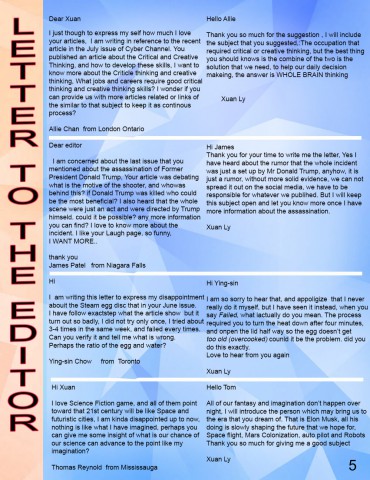 5 LETTER TO THE EDITOR