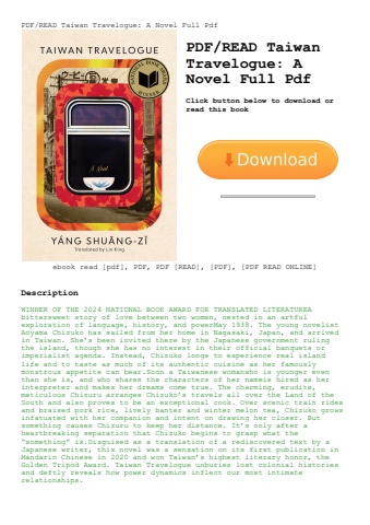 pdfread taiwan travelogue a novel full pdf