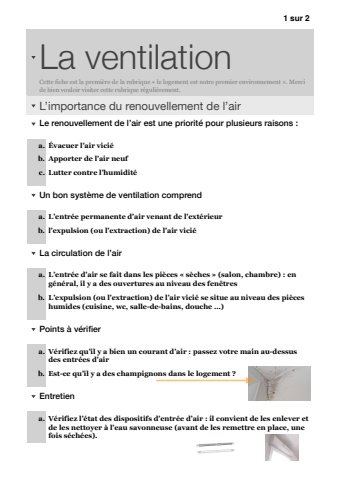 * La ventilation - fiche 1