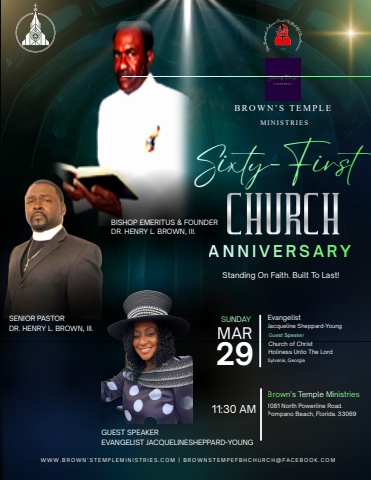 Brown's Temple Ministries 61st Church Anniversary 2026