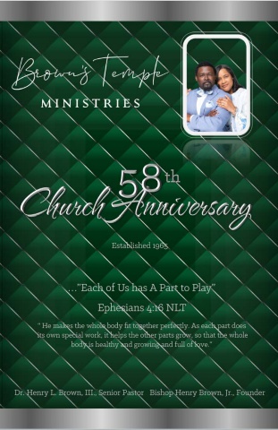 Brown's Temple 58th Year Church Anniversary