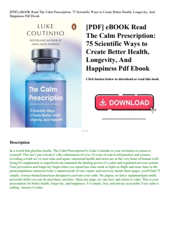 [pdf] ebook read the calm prescription 75 scientific ways to create better health  longevity  and ha
