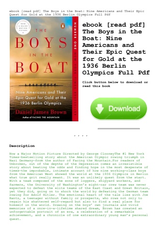 ebook [read pdf] the boys in the boat nine americans and their epic quest for gold at the 1936 berli