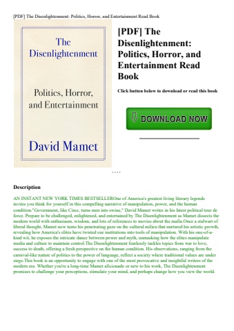 [pdf] the disenlightenment politics  horror  and entertainment read book