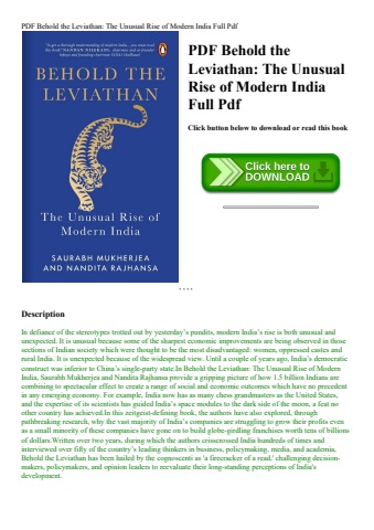 pdf behold the leviathan the unusual rise of modern india full pdf