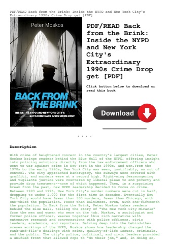 pdfread back from the brink inside the nypd and new york city's extraordinary 1990s crime drop get [