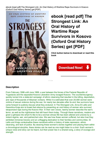 ebook [read pdf] the strongest link an oral history of wartime rape survivors in kosovo (oxford oral