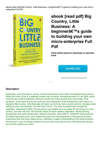 ebook [read pdf] big country  little business a beginnerã¢â€â™s guide to building your own micro-ent