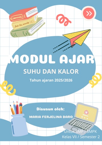 CHILYN DARO biru kuning merah ilustrasi lucu modern cover modul pembelajaran a4