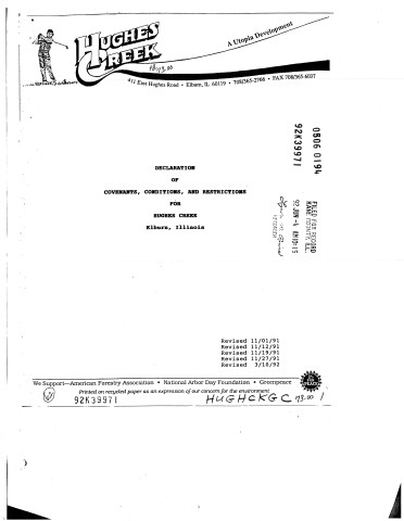 hughes creek covenants