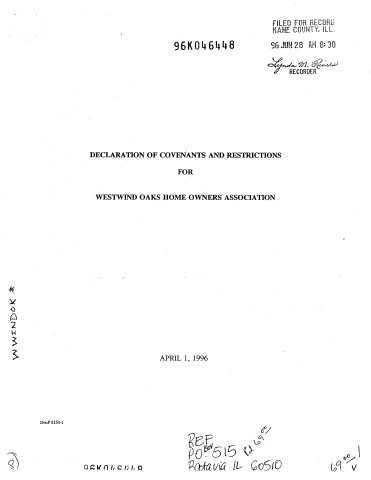 declaration of covenants and restrictions for westwind oaks hoa