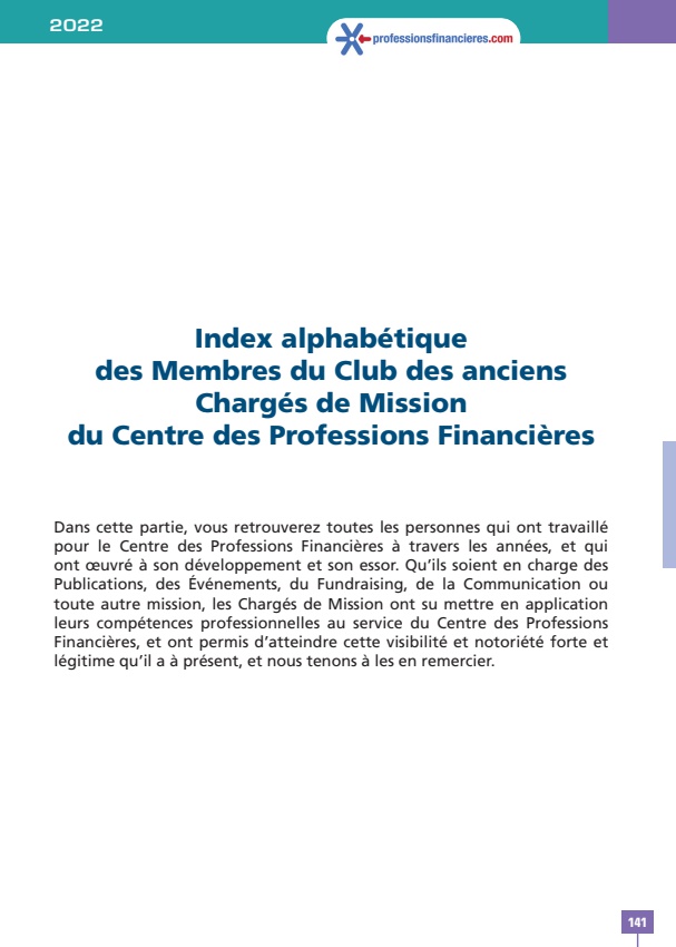 Chargés de mission - Annuaire CPF 2022