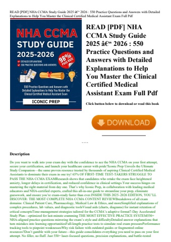 read [pdf] nha ccma study guide 2025 ã¢â€â“ 2026  550 practice questions and answers with detailed e