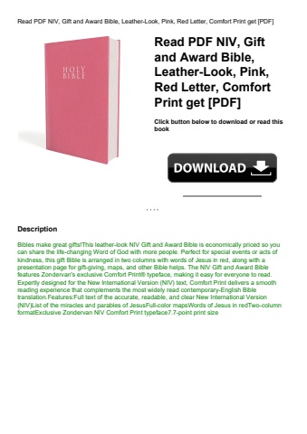 read pdf niv  gift and award bible  leather-look  pink  red letter  comfort print get [pdf]