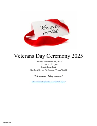 Veterans Day Media Release