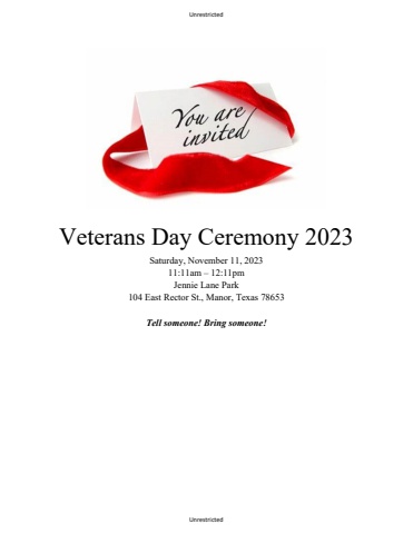 Veterans Day Media Release