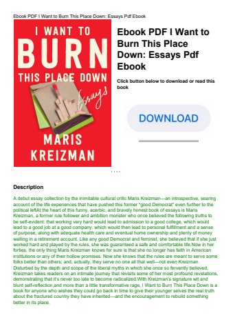 ebook pdf  i want to burn this place down essays pdf ebook