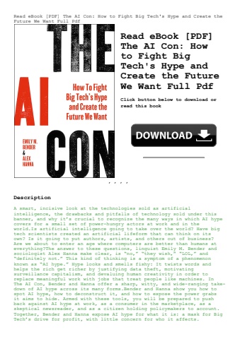 read ebook [pdf] the ai con how to fight big tech's hype and create the future we want full pdf
