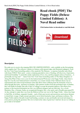 read ebook [pdf] the poppy fields (deluxe limited edition) a novel read online