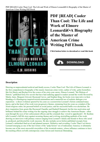pdf [read] cooler than cool the life and work of elmore leonardã¢â€â•a biography of the master of am