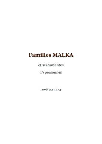 Familles MALKA
