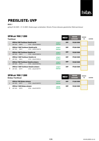 UVP Preisliste höfats