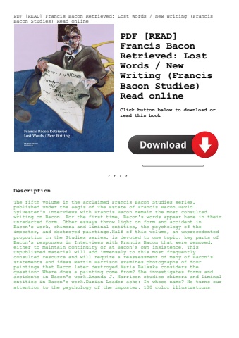pdf [read] francis bacon retrieved lost words  new writing (francis bacon studies) read online