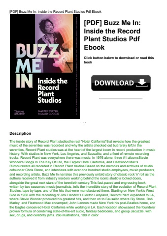 [pdf] buzz me in inside the record plant studios pdf ebook