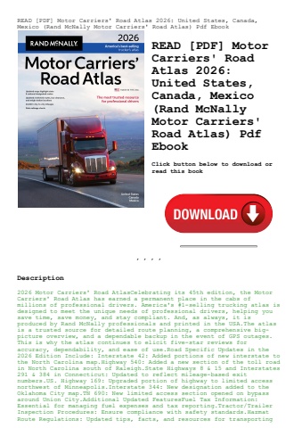 read [pdf] motor carriers' road atlas 2026 united states  canada  mexico (rand mcnally motor carrier