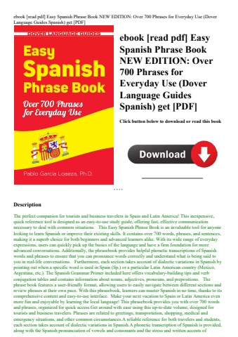 ebook [read pdf] easy spanish phrase book new edition over 700 phrases for everyday use (dover langu