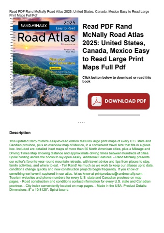read pdf rand mcnally road atlas 2025 united states  canada  mexico easy to read large print maps fu