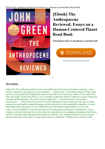 [ebook] the anthropocene reviewed essays on a human-centered planet read book