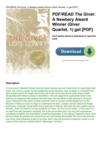 pdfread the giver a newbery award winner (giver quartet  1) get [pdf]