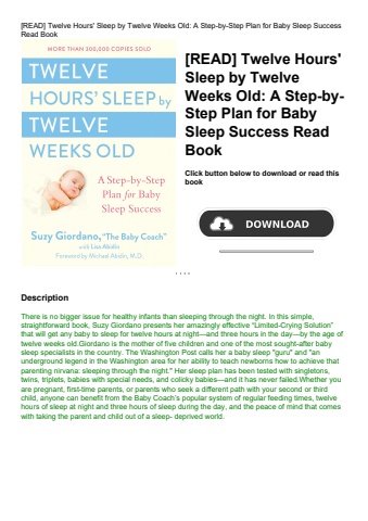 [read] twelve hours' sleep by twelve weeks old a step-by-step plan for baby sleep success read book