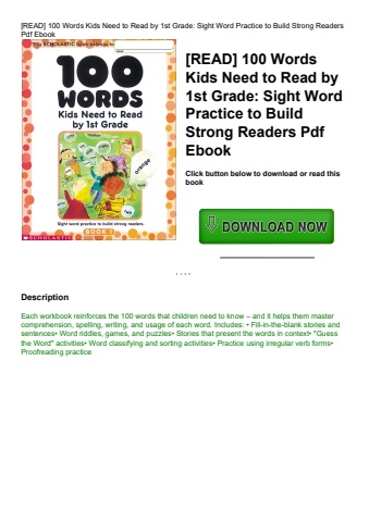 [read] 100 words kids need to read by 1st grade sight word practice to build strong readers pdf eboo