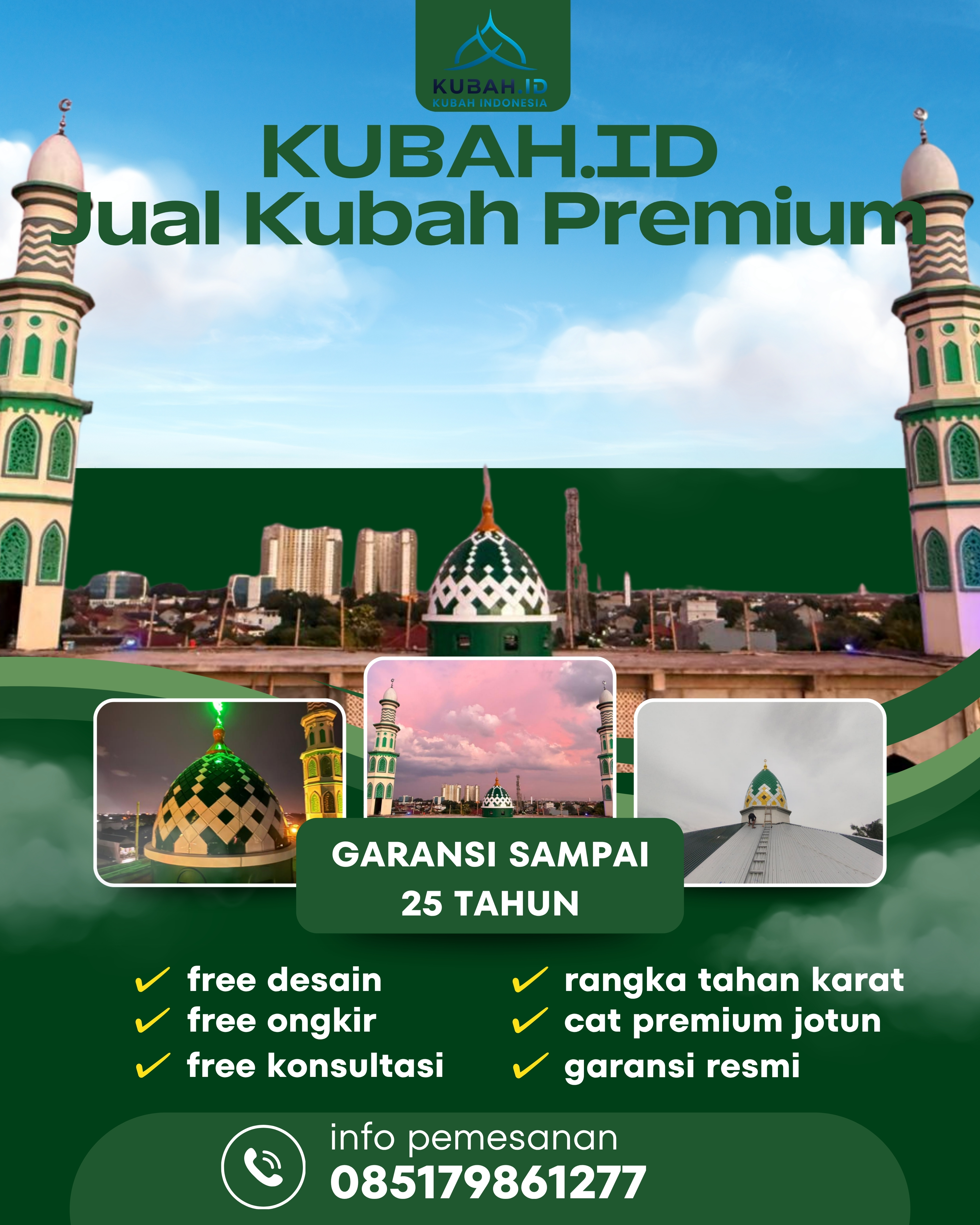 PUSAT KUBAH MASJID BERKUALITAS DI KEC PADANG TUALANG, KAB LANGKAT, SUMATERA UTARA (WA: 085179861277)