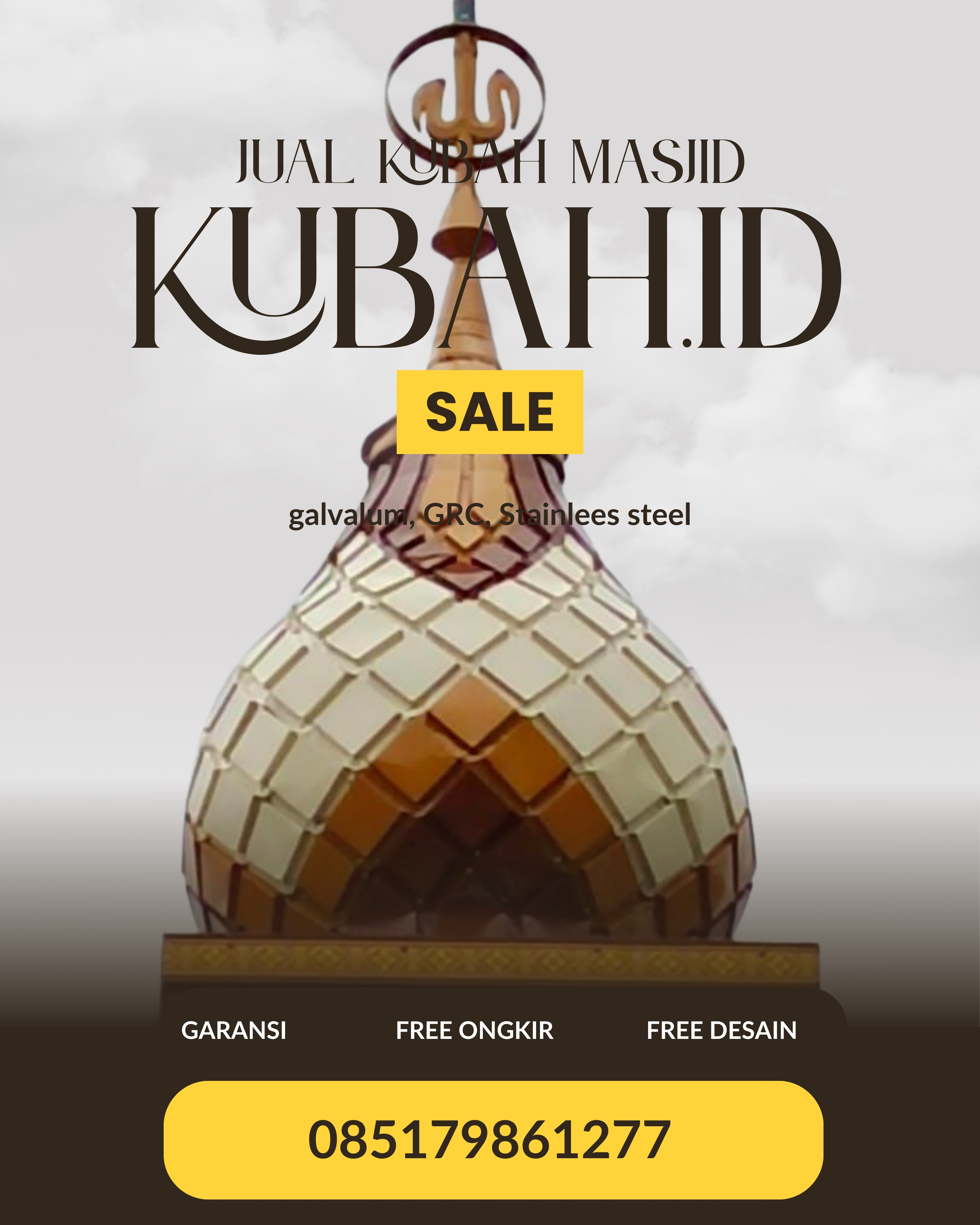 JUAL KUBAH MASJID TAHAN LAMA DI KEC TANAH ABANG, KAB PALI, SUMATERA SELATAN (WA: 085179861277)